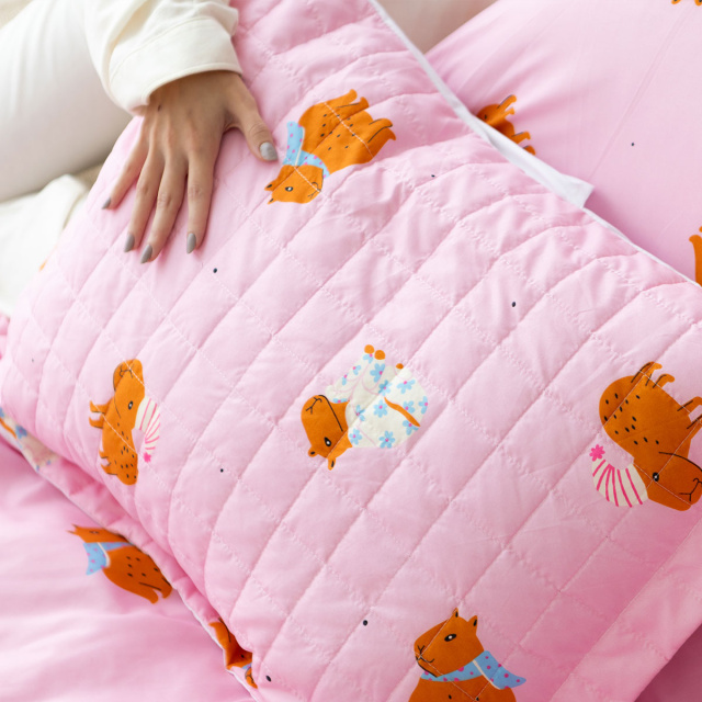 Cobre leito 200 Fios Solteiro 2 peças Jazz Estampado Capivara - Marina