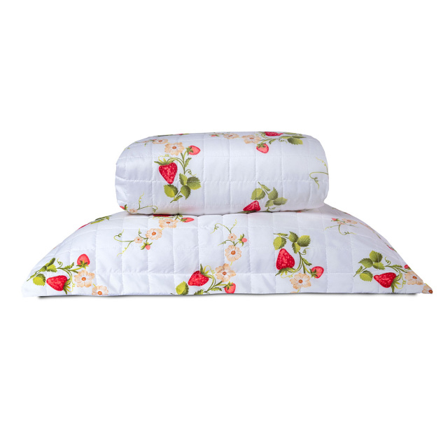 Cobre leito 200 Fios Solteiro 2 peças Jazz Estampado Flor de Morango - Marina