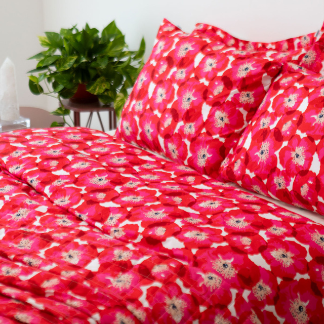 Cobre leito 200 Fios Solteiro 2 peças Jazz Estampado Maxi Floral Pink - Marina