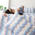 Cobre Leito Casal 3 peças Percalle Estampado Percal 200 fios 100% Agodão - Wave Blue