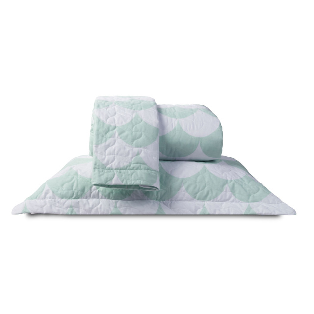 Cobre Leito King 3 peças Percalle Estampado Percal 200 fios 100% Agodão - Scale Menta