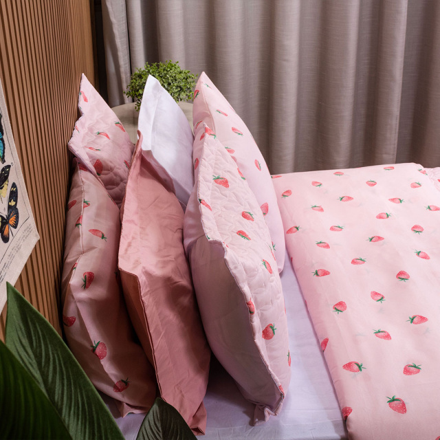 Cobre Leito Percal 150 Fios Algodão King 3 Peças Coleção Essencialle Moranguinho - Marina