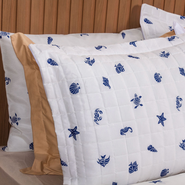 Cobre Leito Percal 150 Fios Algodão Queen 3 Peças Coleção Essencialle Beach - Marina