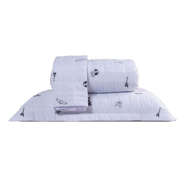 Cobre Leito Percal 150 Fios Algodão Queen 3 Peças Coleção Essencialle Rock n' roll - Marina