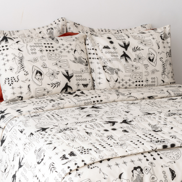 Cobre Leito Percal 150 Fios Algodão Solteiro 2 Peças Coleção Essencialle Boho Soul - Marina