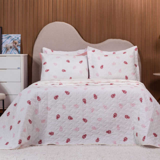 Cobre Leito Percal 150 Fios Algodão Solteiro 2 Peças Coleção Essencialle Mão de Fátima - Marina