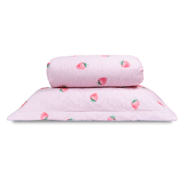 Cobre Leito Percal 150 Fios Algodão Solteiro 2 Peças Coleção Essencialle Moranguinho - Marina