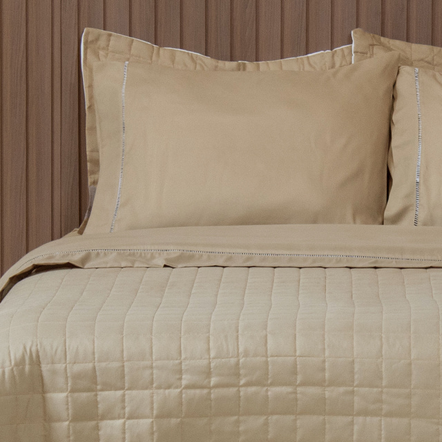 Cobre leito Percal 200 fios 3 Peças Liso King 2,80 x 2,50 Colors Caqui - Marina