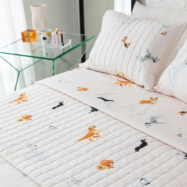 Cobre leito 200 Fios Solteiro 2 peças Jazz Estampado Cachorrinhos - Marina