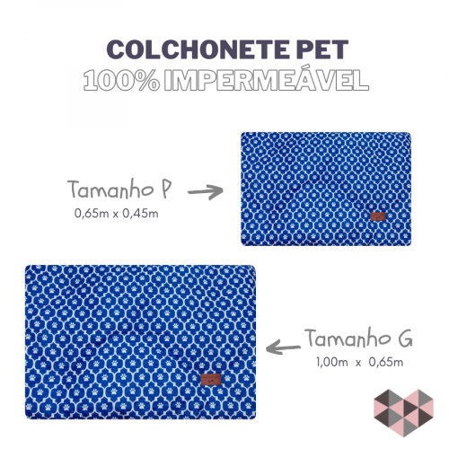 Colchonete Impermeável Para Cães e Gatos Pequeno 0,65x0,45 - Azul