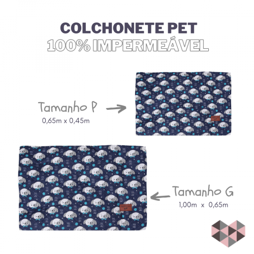 Colchonete Impermeável Para Cães e Gatos Pequeno 0,65x0,45 - Azul Marinho