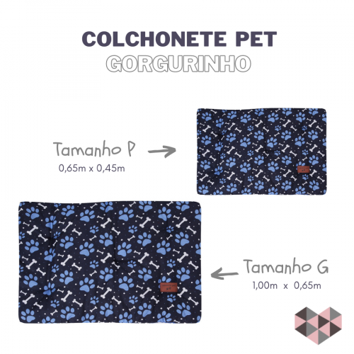 Colchonete Pet Retangular 0,65x0,45 Tamanho P - Azul