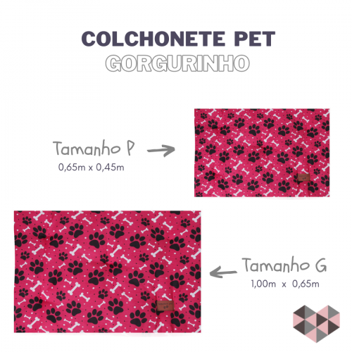 Colchonete Pet Retangular 0,65x0,45 Tamanho P - Rosa