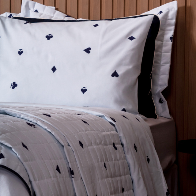 Coordenado 3 Peças Capa Duvet King Percal 150 Fios Algodão (Capa Duvet + Fronha) Coleção Essencialle Baralho - Marina