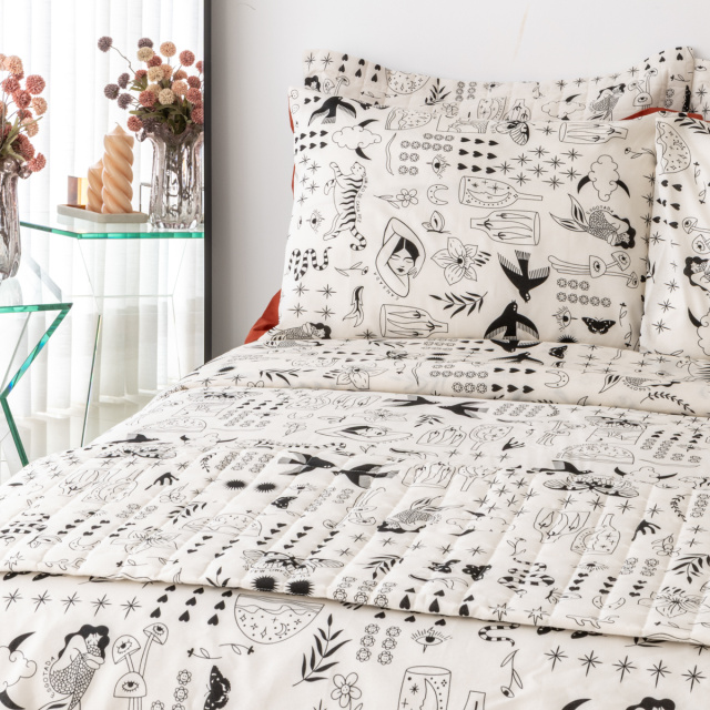 Coordenado 6 Peças King Percal 150 Fios Algodão (Cobre Leito + Jogo de lençol) Essencialle Boho Soul - Marina