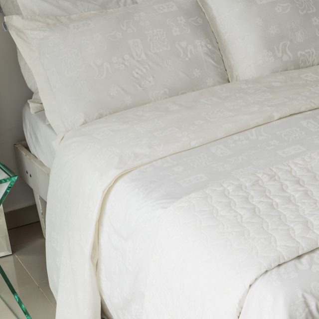 Coordenado 6 Peças King Percal 200 Fios 100% Algodão (Cobre Leito + Jogo de lençol) Percalle All White