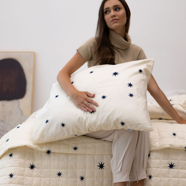 Coordenado 7 Peças Casal Padrão 200 Fios (Cobre Leito + Jogo de lençol) Jazz Estampado Constelação - Marina