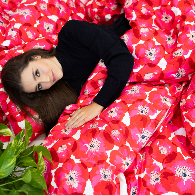 Coordenado 7 Peças Queen 200 Fios (Cobre Leito + Jogo de lençol) Jazz Estampado Maxi Floral Pink - Marina