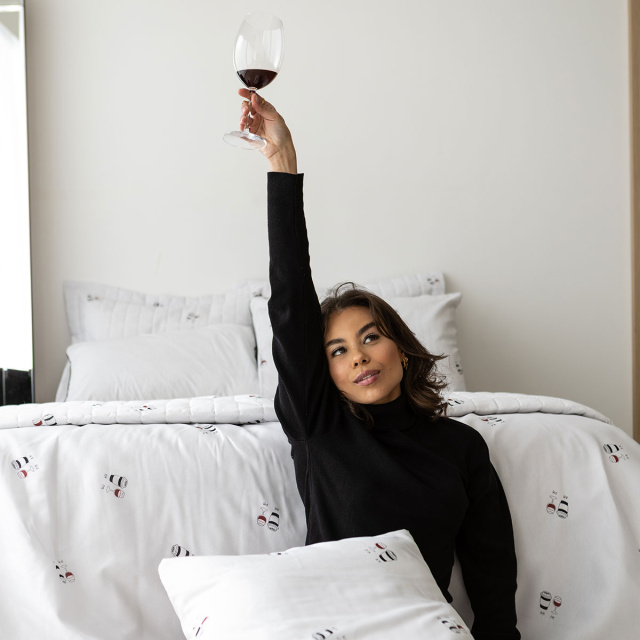 Coordenado 7 Peças Queen (Cobre Leito + Jogo de lençol) Percal 150 Fios Algodão Essencialle Café ou Vinho? - Marina