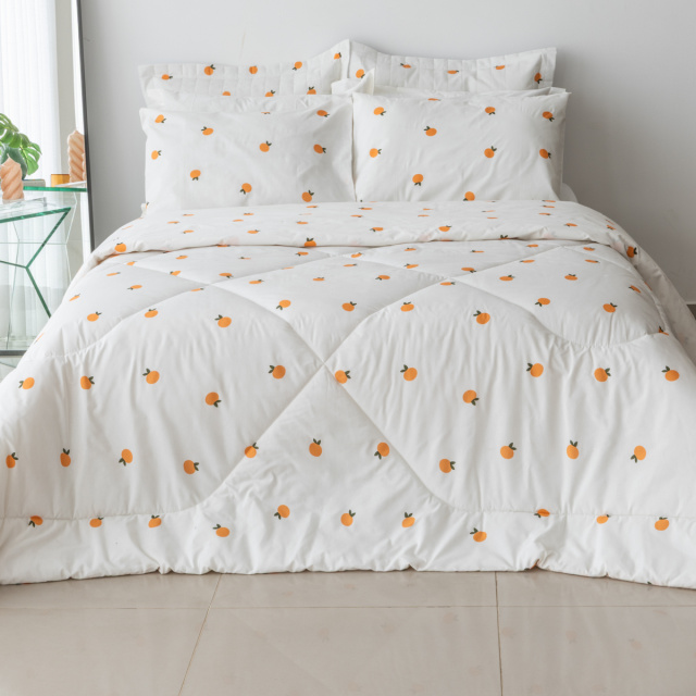Coordenado 8 Peças Completo Casal Padrão Percal 180 Fios Algodão Coleção Classic Tangerina - Marina