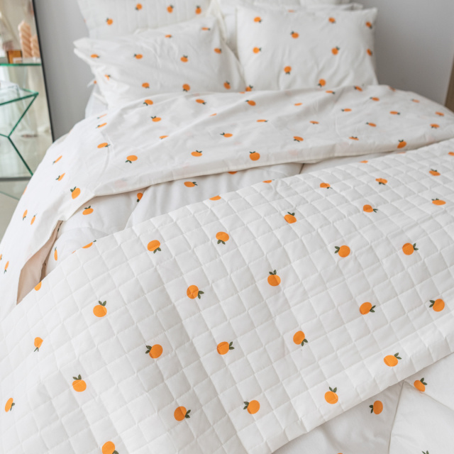Coordenado 8 Peças Completo Casal Padrão Percal 180 Fios Algodão Coleção Classic Tangerina - Marina