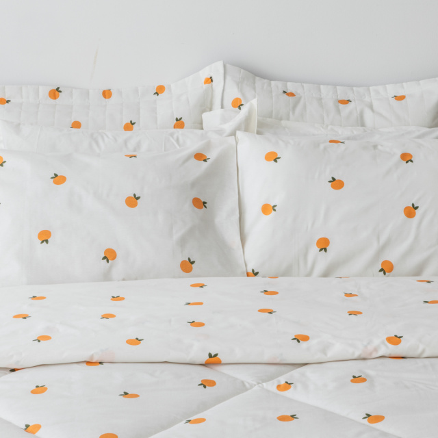 Coordenado 8 Peças Completo Casal Padrão Percal 180 Fios Algodão Coleção Classic Tangerina - Marina