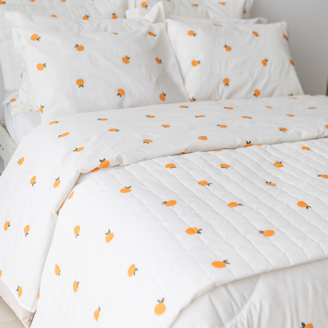 Coordenado 8 Peças Completo Casal Padrão Percal 180 Fios Algodão Coleção Classic Tangerina - Marina