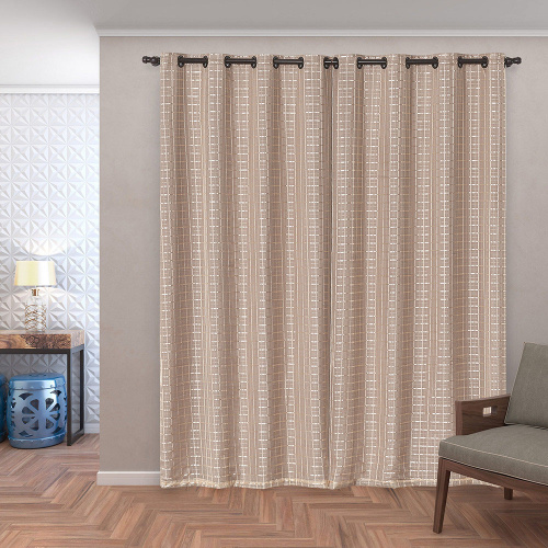 Cortina Blackout PVC com Tecido Voil Xadrez 2,80 m x 2,30 m