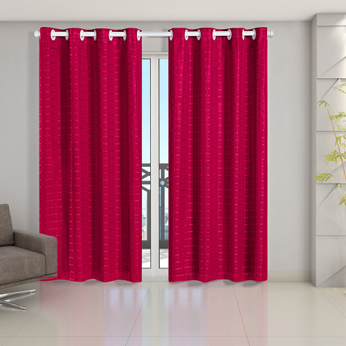 Cortina Blackout PVC com Tecido Voil Xadrez 2,80 m x 2,30 m - Pink