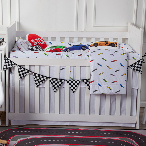 Edredom Berço/Mini Cama Moderninhos 100% Algodão Percal  Racing Cars