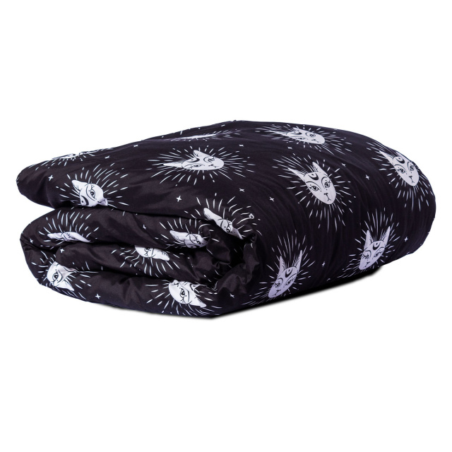 Edredom Casal Padrão 200 Fios Dupla Face (Capa Duvet + Refil) Jazz Estampado Gato Místico - Marina