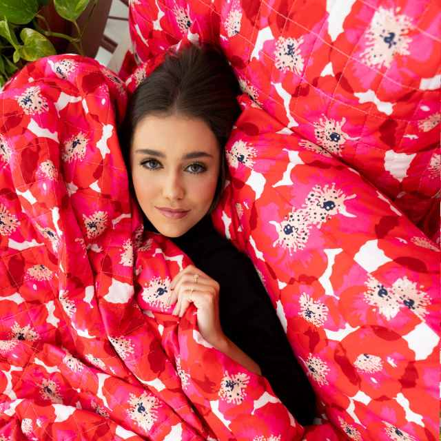 Edredom King 200 Fios Dupla Face (Capa Duvet + Refil) Jazz Estampado Maxi Floral Pink - Marina