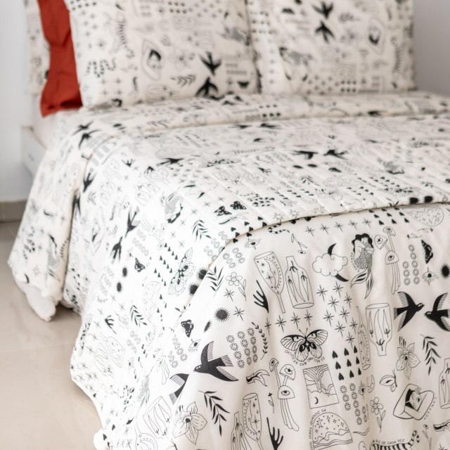 Edredom King Percal 150 Fios Algodão (Capa Duvet + Refil) Coleção Essencialle Boho Soul - Marina