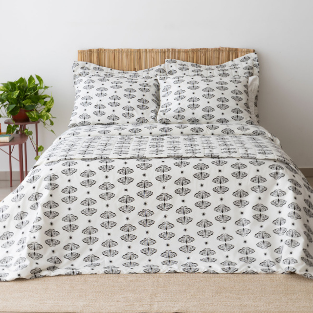 Edredom Queen 200 Fios Dupla Face (Capa Duvet + Refil) Jazz Estampado Borboleta Boho - Marina