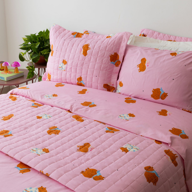 Edredom Queen 200 Fios Dupla Face (Capa Duvet + Refil) Jazz Estampado Capivara - Marina