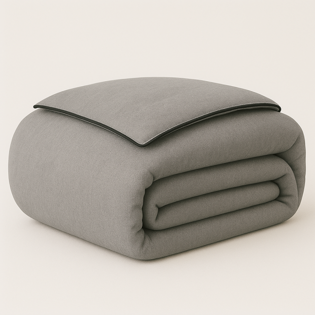 Edredom Queen Liso 100% Algodão Percal 200 fios Dupla Face com vivo Colorlife (Capa Duvet + Refil) Cinza - Marina