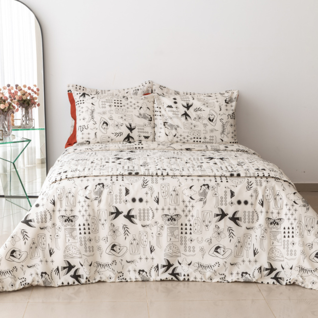 Edredom Queen Percal 150 Fios Algodão (Capa Duvet + Refil) Coleção Essencialle Boho Soul - Marina