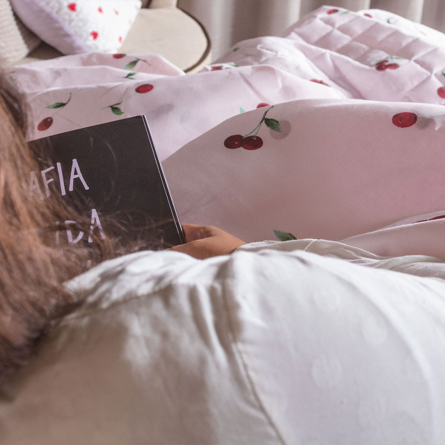 Edredom Queen Percal 150 Fios Algodão (Capa Duvet + Refil) Coleção Essencialle Cereja Rosa - Marina