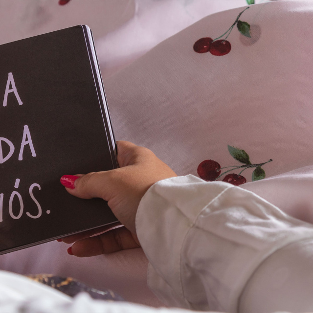 Edredom Queen Percal 150 Fios Algodão (Capa Duvet + Refil) Coleção Essencialle Cereja Rosa - Marina