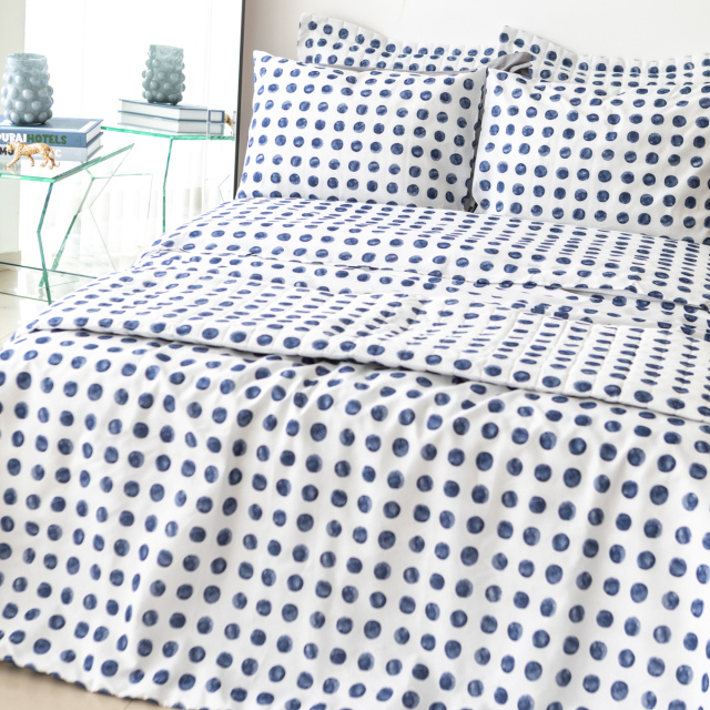 Edredom Queen Percal 150 Fios Algodão (Capa Duvet + Refil) Coleção Essencialle Dotz Azul - Marina