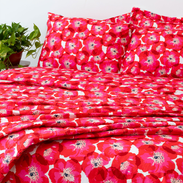 Edredom Solteiro 200 Fios Dupla Face (Capa Duvet + Refil) Jazz Estampado Maxi Floral Pink - Marina