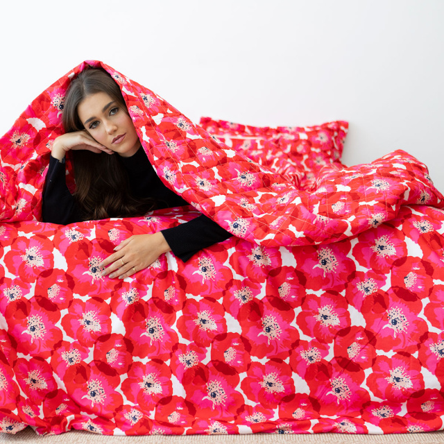 Edredom Solteiro 200 Fios Dupla Face (Capa Duvet + Refil) Jazz Estampado Maxi Floral Pink - Marina