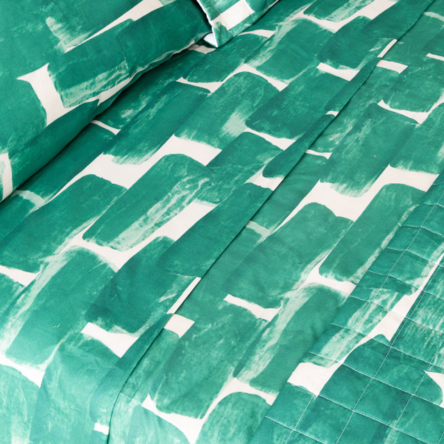 Edredom Solteiro 200 Fios Dupla Face (Capa Duvet + Refil) Jazz Estampado Verde Conceito - Marina