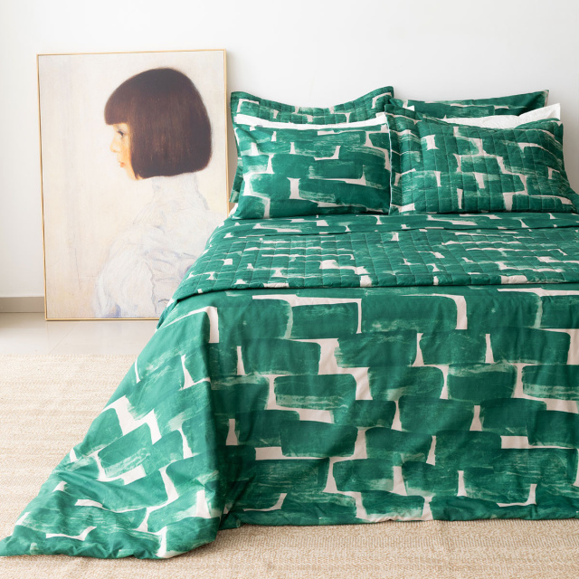 Edredom Solteiro 200 Fios Dupla Face (Capa Duvet + Refil) Jazz Estampado Verde Conceito - Marina