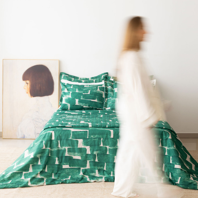 Edredom Solteiro 200 Fios Dupla Face (Capa Duvet + Refil) Jazz Estampado Verde Conceito - Marina