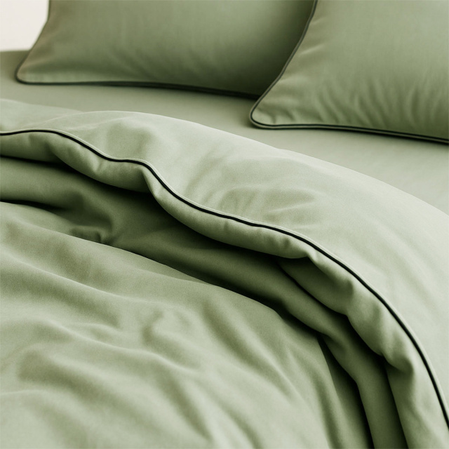 Edredom Solteiro Liso Percal 200 fios 100% Algodão Dupla face com vivo Colorlife (Capa Duvet + Refil) Verde - Marina