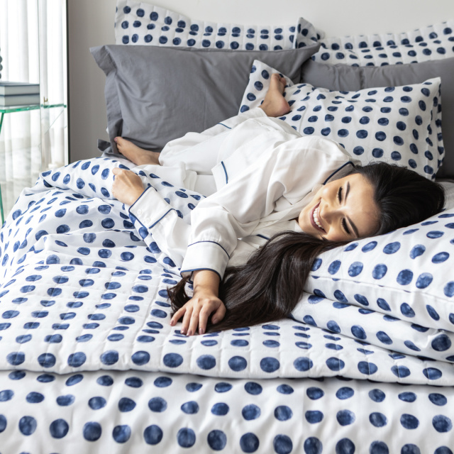 Edredom Solteiro Percal 150 Fios Algodão (Capa Duvet + Refil) Coleção Essencialle Dotz Azul - Marina