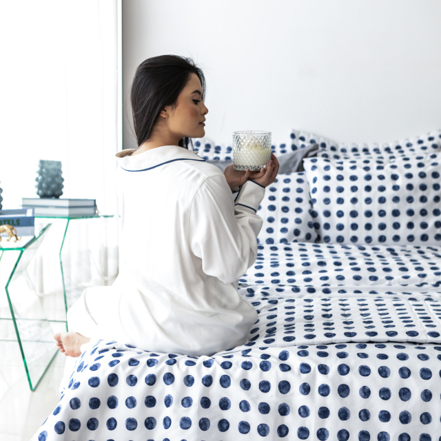 Edredom Solteiro Percal 150 Fios Algodão (Capa Duvet + Refil) Coleção Essencialle Dotz Azul - Marina