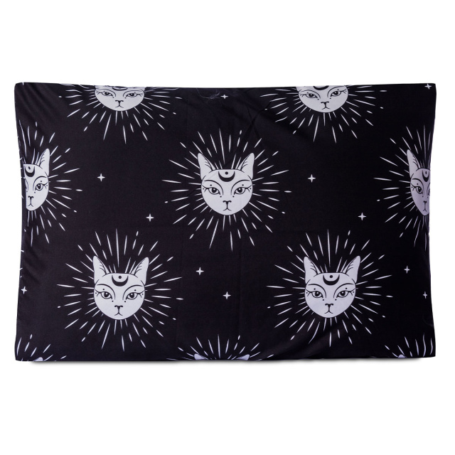 Fronha avulsa 200 Fios Jazz Estampado Gato Místico - Marina