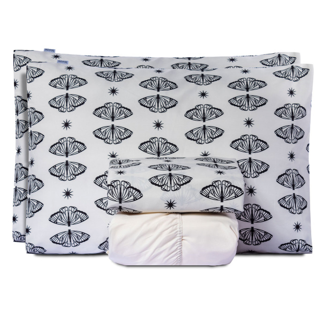 Jogo de lençol 200 Fios Casal Padrão 4 peças Jazz Estampado Borboleta Boho - Marina